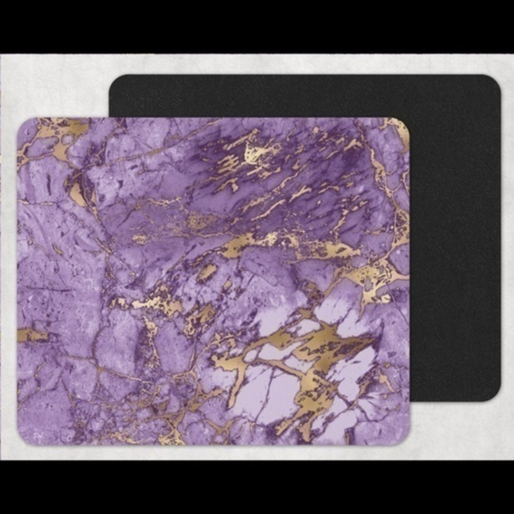Purple & Gold Marble Mouse Pad